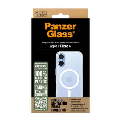 PanzerGlass Funda para iPhone 16 transparente con MagSafe y PanzerGlass Funda para iPhone 16 transparente con MagSafe y