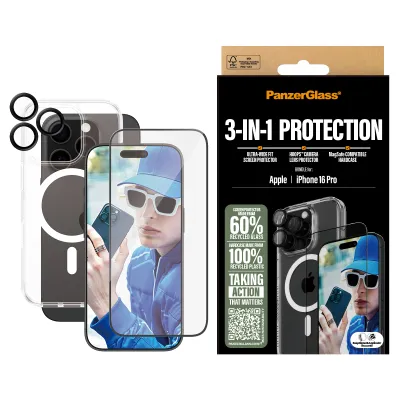 PanzerGlass 3en1 Pack para iPhone 16 Pro Protector de pantalla PanzerGlass 3en1 Pack para iPhone 16 Pro Protector de pantalla