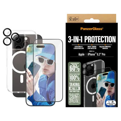 PanzerGlass 3en1 Pack para iPhone 16 Pro Protector de pantalla PanzerGlass 3en1 Pack para iPhone 16 Pro Protector de pantalla