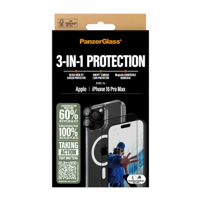 PanzerGlass 3en1 Pack para iPhone 16 Pro Max Protector de PanzerGlass 3en1 Pack para iPhone 16 Pro Max Protector de