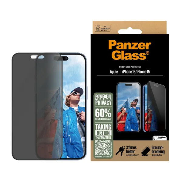 PanzerGlass PG Priv Scrn iPhone 16 6.1 Inch UWF Protector de pantalla Apple 1 pieza(s)