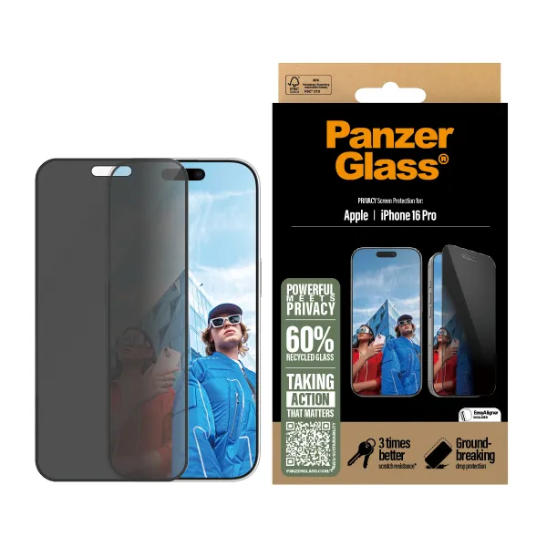 PanzerGlass PG Priv Scrn iPhone 16P 6.3Inch UWF Protector de pantalla Apple 1 pieza(s)