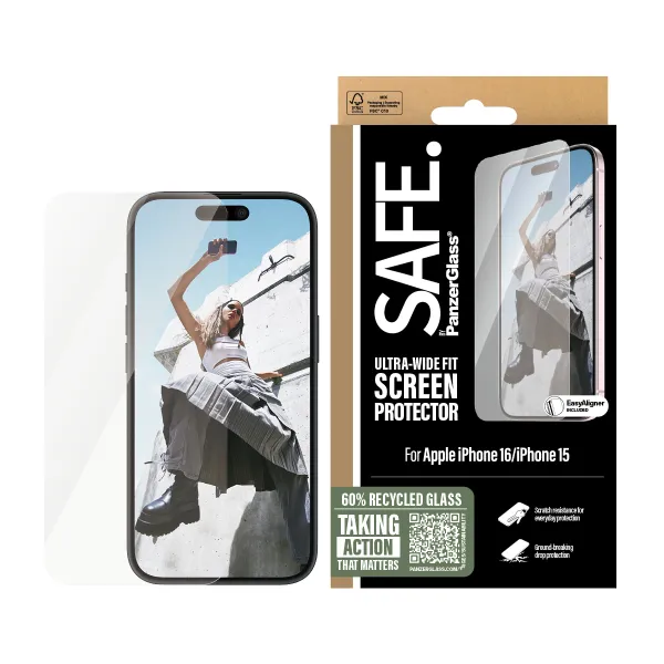 PanzerGlass SAFE by PG Scrn iPhone 16 6.1Inch UWF Protector de pantalla Apple 1 pieza(s)