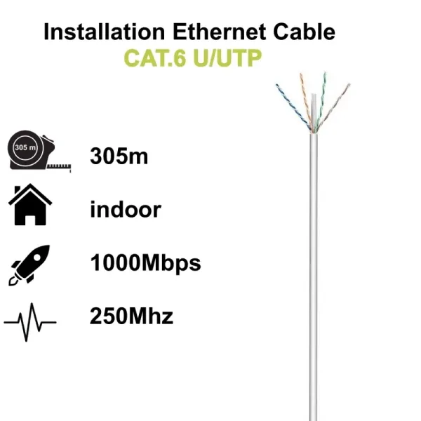 Ewent Bobina Cable de Red RJ45 Cat.6 U/UTP PVC 305m Gris 