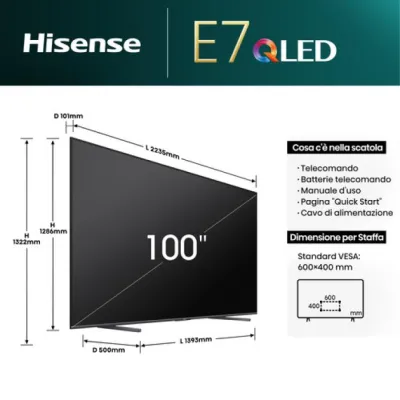 TV Hisense 100E7NQ 100" QLED UltraHD 4K HDR10