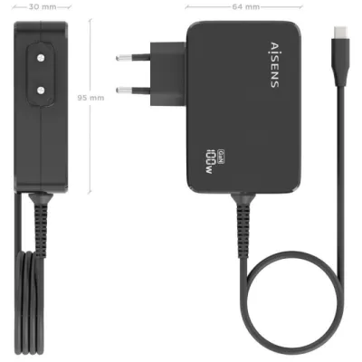 Cargador de Portátil GaN Aisens ASCH-1PD100WL50-BK USB Tipo-C/