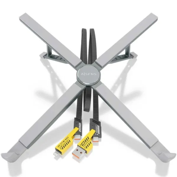 Soporte de Mesa Docking USB Tipo-C Aisens ASUC-4P021-GR/ 2xUSB/ 1xUSB Tipo-C/ 1xUSB Tipo-C PD/ Gris