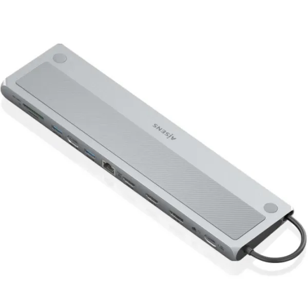 Docking USB Tipo-C Aisens ASUC-12P020-GR/ 2xHDMI/ 3xUSB/ 1xUSB Tipo-C/ 1xRJ45/ 1xDisplayPort/ 1xLector Tarjetas/ 1xUSB Tipo-C PD