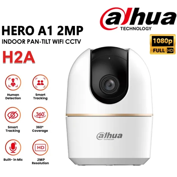 DAHUA DH-H2A Cubo Cámara WiFi IP + visión nocturna 2MP con PAN/TILT - Detección de personas