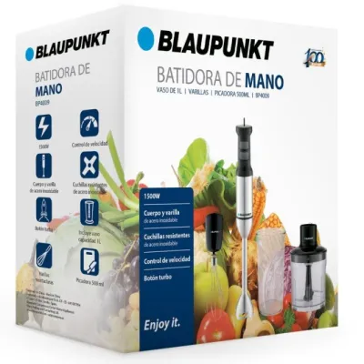 Batidora de mano Blaupunkt BP4009/ 1500W/ Capacidad 1L/ Incluye Batidora de mano Blaupunkt BP4009/ 1500W/ Capacidad 1L/ Incluye