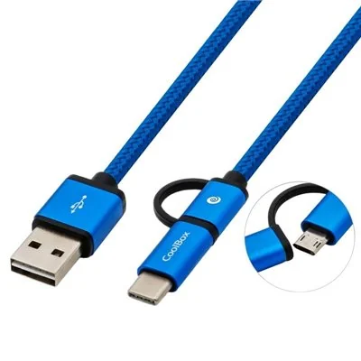 CoolBox Cable Multi USB 2.0 MicroUSB/USB-C 1m Azul CoolBox Cable Multi USB 2.0 MicroUSB/USB-C 1m Azul