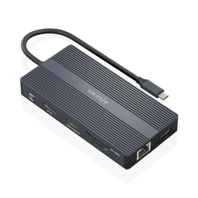 Docking USB Tipo-C Aisens ASUC-12P017-GR/ 2xHDMI/ 4xUSB/ 1xUSB