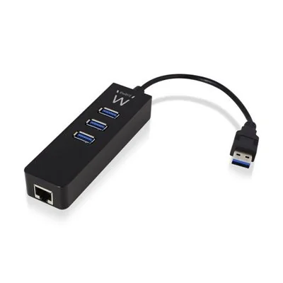 Ewent Hub 3 Puertos USB 3.1 Gen1 con Puerto de Red Gigabit