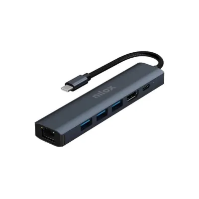 Niloz Docking Station USB-C 6 en 1 Gris Niloz Docking Station USB-C 6 en 1 Gris
