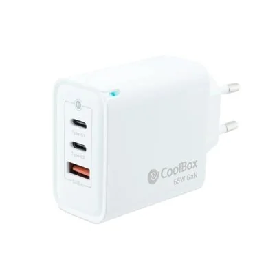 Coolbox Cargador GaN de Pared 2x USB-C+ 1 X USB-A 45w Blanco