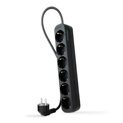 Nanocable Regleta de Enchufes con 6 Tomas Tipo F 1.4m Negro