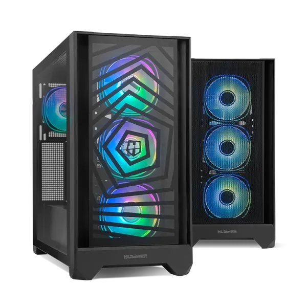 Torre PC Nox Hummer PLASMA Mid Tower ARGB Frontal Intercambiable y Cristal Templado USB-C Negra