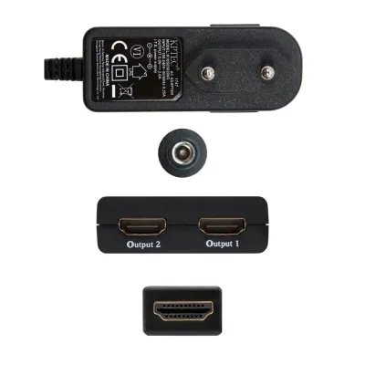 Nanocable Splitter HDMI 1x2 con Alimentación + Cable HDMI 50cm Nanocable Splitter HDMI 1x2 con Alimentación + Cable HDMI 50cm