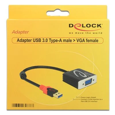 Delock adaptador usb 3.0 tipo-a macho a vga hembra Delock adaptador usb 3.0 tipo-a macho a vga hembra