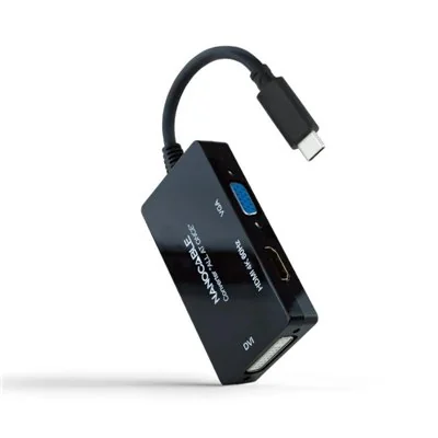 Nanocable Conversor USB-C a HDMI/DVI/VGA 20cm Negro