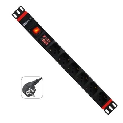 Wp regleta 19" 8 tomas schucko medidor de potencia Wp regleta 19" 8 tomas schucko medidor de potencia