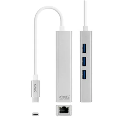 Nanocable Conversor USB-C a Ethernet Gigabit + 3x USB 3.0 15cm Nanocable Conversor USB-C a Ethernet Gigabit + 3x USB 3.0 15cm