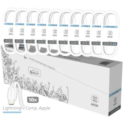 Pack 10 Cables Lightning Tech One Tech Basik TEC2952/ USB Macho Pack 10 Cables Lightning Tech One Tech Basik TEC2952/ USB Macho