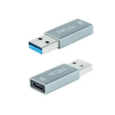 Nanocable Adaptador USB 3.1 a USB-C Macho/Hembra Gris