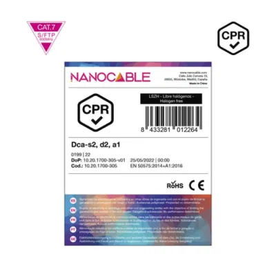 Bobina de Cable SFTP PIMF AWG23 Nanocable 10.20.1700-305 Cat.7/ Bobina de Cable SFTP PIMF AWG23 Nanocable 10.20.1700-305 Cat.7/