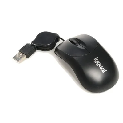 Iggual Ratón retráctil Mini 800 DPI, 3 botones USB, Negro Iggual Ratón retráctil Mini 800 DPI, 3 botones USB, Negro
