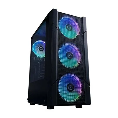 Hiditec V30M ARGB Negra 4 Vent HEXAGONAL Frontal+lateral Cristal