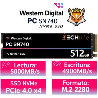 Western Digital WD PC SN740 SSD 512GB NVMe a 5000MB/s PCIe 4.0
