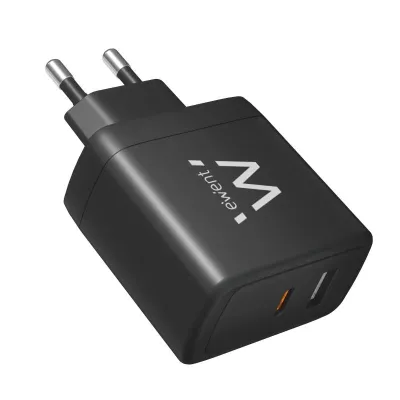 Ewent EW1330 Cargador Rápido GaN de 2 puertos (USB-C y USB-A)