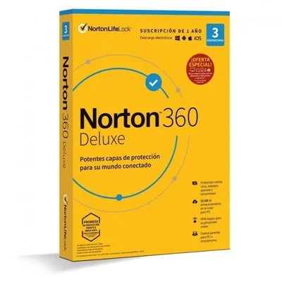 Norton 360 Deluxe 2024 | 3 Dispositivos + 25GB Nube PC/Mac | 1