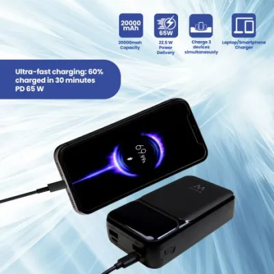Ewent Power Bank de 65W y 20,000 mAh – Batería Externa de Carga