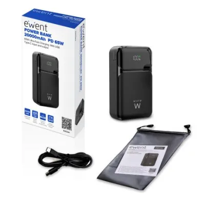Ewent Power Bank de 65W y 20,000 mAh – Batería Externa de Carga