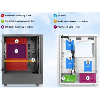 Antec NX410 Gris ATX Apertura lateral con Cristal Templado ARGB