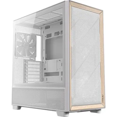 Antec FLUX blanco/marrón Madera ATX Cristal Templado USB-C