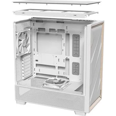 Antec FLUX blanco/marrón Madera ATX Cristal Templado USB-C