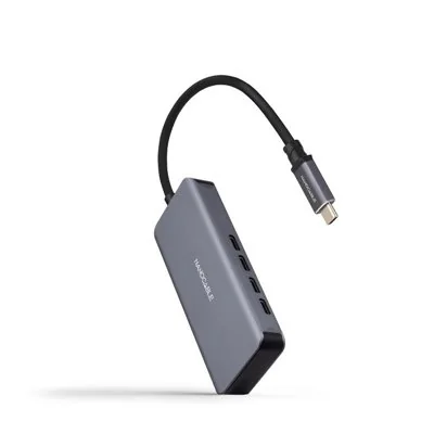 Hub USB Tipo-C Nanocable 10.16.4504/ 4xUSB Tipo-C/ Gris