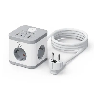 Ewent EW3863 Regleta en Bloque 3x Tomas Shucko 16A + 2x USB-A +