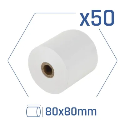 iggual Pack 50 Rollos Papel Térmico sin BPA 80x80mm