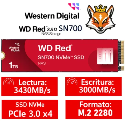 Western Digital WD Red SN700 NAS 1TB NVMe PCIe 3.0 3400MB/s Western Digital WD Red SN700 NAS 1TB NVMe PCIe 3.0 3400MB/s