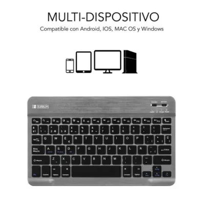 Teclado Compacto Inalámbrico por Bluetooth Subblim Smart/ Gris Teclado Compacto Inalámbrico por Bluetooth Subblim Smart/ Gris