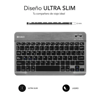 Teclado Compacto Inalámbrico por Bluetooth Subblim Smart/ Gris Teclado Compacto Inalámbrico por Bluetooth Subblim Smart/ Gris
