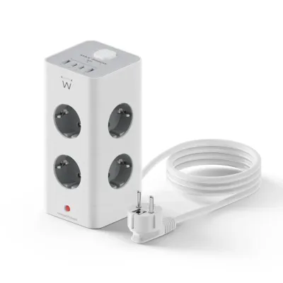 Ewent EW3864 Regleta en Bloque 8 Tomas Shucko + 2x USB-A + 2x
