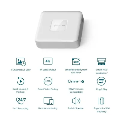 TP-Link VIGI NVR1104H-4P Blanco