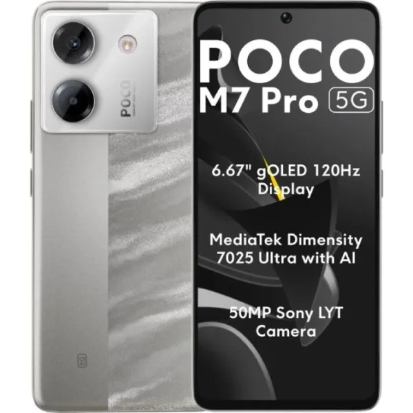 Xiaomi Poco M7 Pro 5G Plata 256GB 8GB 6.67" Amoled 120Hz 50Mp Sony