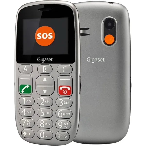 Gigaset GL390 Plata Móvil para personas mayores Botón SOS,Gran pantalla 2.2",Teclado amplio