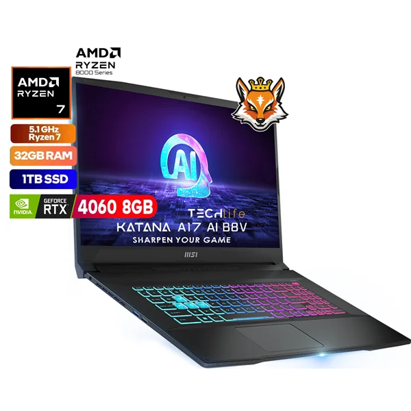MSI Katana A17 AI B8VF-875XES AMD Ryzen 7-8845HS 32GB 1TB RTX 4060 8GB 17" FreeDOS